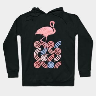 Retro Shapes Midcentury Modern Style Flamingo Hoodie